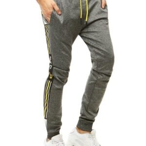 Tmavošedé tepláky s potlačou