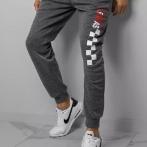 Tmavošedé tepláky v štýlovom prevedení