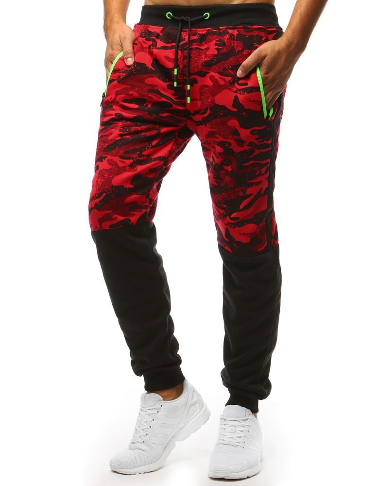 Červené trendové maskáčové tepláky