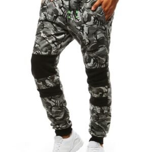 Maskáčové šedé tepláky v štýlovom prevedení