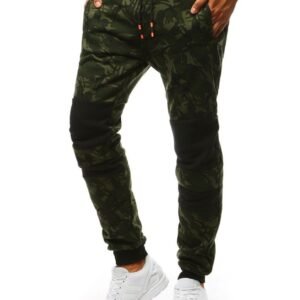 Maskáčové zelené tepláky v štýlovom prevedení