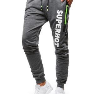 Antracitové tepláky s maskáčovým pásom