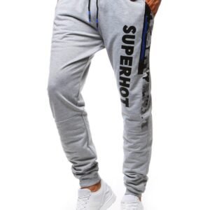 Svetlošedé tepláky s maskáčovým pásom