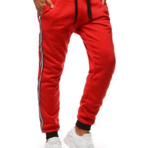 Červené tepláky s pásikmi