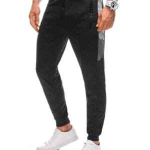 Zaujímavé tmavošedé tepláky P1393