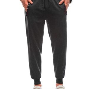 Nevšedné grafitové tepláky s ozdobnými prvkami P1456