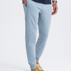 Svetlo modré tepláky s trendy prešívaním V7 PABS-0173