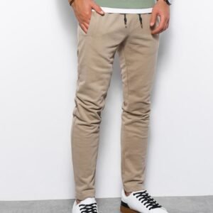 Pohodlné tepláky v béžovej farbe P946